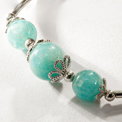 Vòng tay phong thủy đá Aquamarine mix bạc 925 VK009