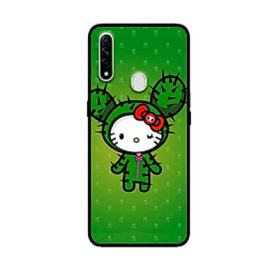 Ốp Lưng in cho Oppo A31 Mẫu Kitty Nền Xanh - Hàng Chính Hãng