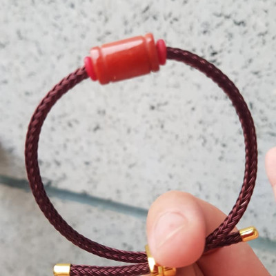 Vòng Tay Nữ Lu Trúc ĐỎ Dây Nâu Đậm Sang Kiểu Xinh  Chất Liệu Đá Cẩm Thạch Tự Nhiên màu đỏ chiến thắng  Dành cho tất cả Nữ mệnh Hỏa nữ mệnh Thổ đeo tốt đẹp ạ