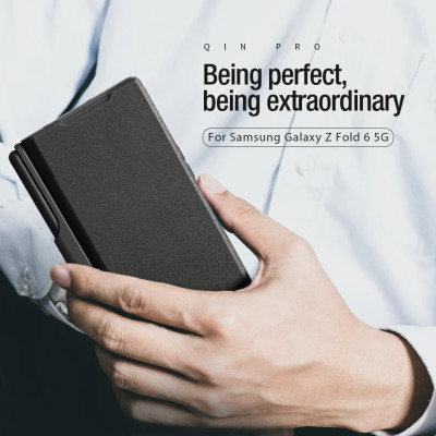 Case bao da chống sốc cho Samsung Galaxy Z Fold 6 trang bị nắp bảo vệ Camera và ngăn đựng S-Pen và khe nhét thẻ card hiệu Nillkin Qin Pro (chất liệu da cao cấp, thiết kế thời trang cá tính) - Hàng nhập khẩu