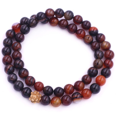 [Mệnh Kim, Thổ] Vòng Chuỗi Niệm Phật Đá Thạch Anh Nâu 12 Ly 54 Hạt Charm Hoa Sen Inox, Vòng Chuỗi Phật Giáo, Chuỗi Niệm Phật Hạt To - Phong Thủy 868