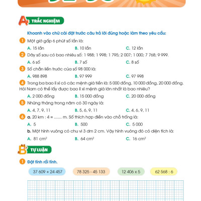 Phiếu Ôn Hè Toán Lớp 3 - Hành Trang Vững Kiến Thức Lên Lớp 4 (MEGA)