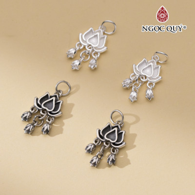 Charm bạc hoa sen treo - Ngọc Quý Gemstones