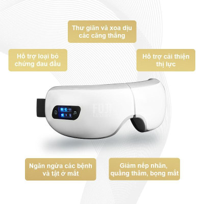 Máy Massage Mắt 4 Chế Độ Massage Kết Hợp Chế Độ Rung Kết Nối Bluetooth, Làm Giảm Căng Thẳng Mệt Mỏi và Lưu Thông Máu - Hàng Chất Lượng 