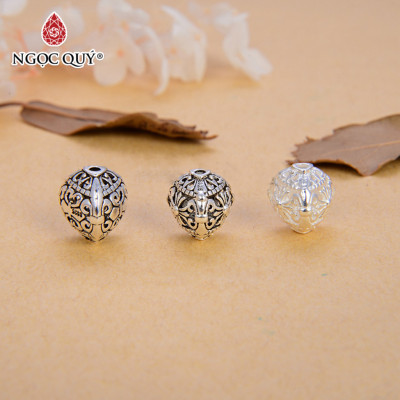 Charm chặn hạt 3 mặt họa tiết hoa văn - Ngọc Quý Gemstones