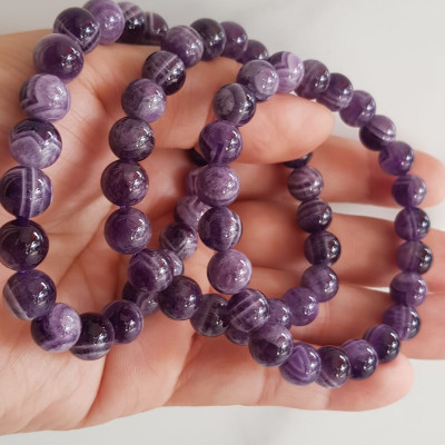 Vòng tay nữ đá thạch anh tím vân mới 8mm mệnh hỏa mệnh thổ rẻ đẹp Vòng đeo tốt sức khỏe, tim mạch, may mắn thuận lợi công việc cuộc sống ạ