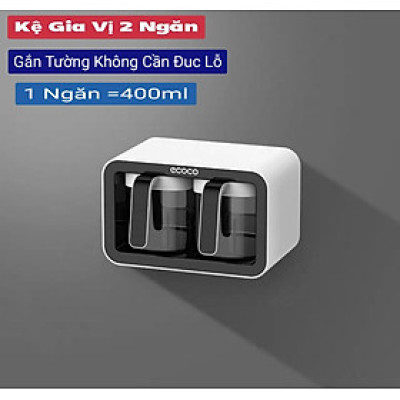 ( hàng cao cấp ) kệ hộp gia vị 3N & 2N -  hộp đựng gia vị thông minh kèm thìa bằng nhựa ABS gắn tường không cần khoan đục