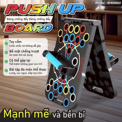 Dụng cụ hít đất RH006I tập thể thao tại nhà kèm bàng chỉ dẫn theo màu sắc tập trung các nhóm cơ chính