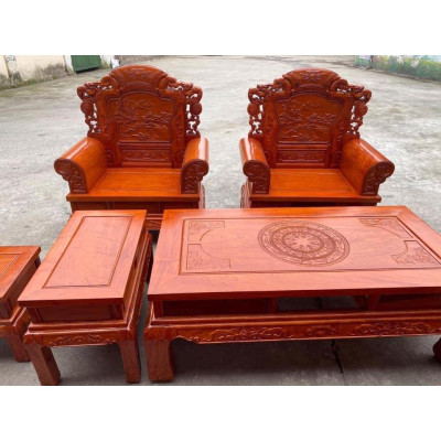 Bộ Bàn Ghế Khổng Minh Gia Cát Lượng Gỗ Hương Đá