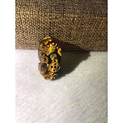 TỲ HƯU VÀNG NÂU ĐÁ TỰ NHIÊN DÀI 33mm NGANG 19mm Dầy 12mm PHỐI VÒNG TAY NAM 14ly TRỞ LÊN ĐEO ĐẸP