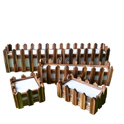 Chậu hàng rào gỗ Nâu kèm xốp cắm hoa giả ship HOẢ TỐC HCM 10cm 20cm 30cm 40cm 50cm 80cm