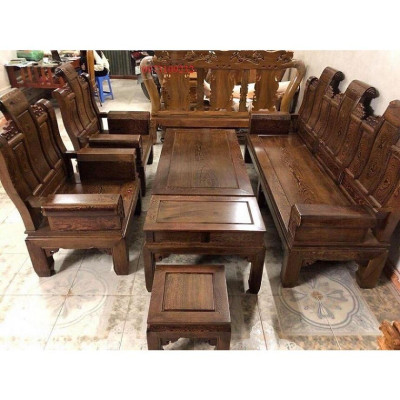 Bàn ghế âu á tay hộp trương voi gỗ mun đuôi công đẹp