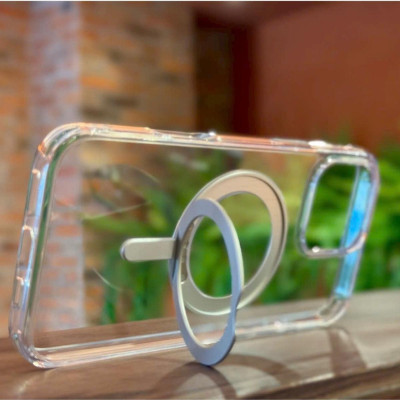 Ốp lưng cho iPhone 16 Pro Max - 16 Pro - 16 Plus - 16 hiệu WI WU MCC-201 nhựa cứng trong viền dẻo + vòng nam châm kiêm giá đỡ - Hàng chính hãng