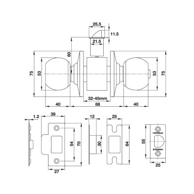 Bộ tay nắm cửa Hafele dạng tròn - 489.93.130