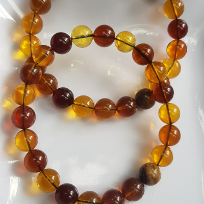 Vòng tay chuỗi đá Hổ Phách vàng nâu tự nhiên đẹp Size hạt 8mm Vòng hợp nữ mệnh thổ mệnh kim may mắn tốt sức khỏe công danh sự nghiệp xinh tay ạ