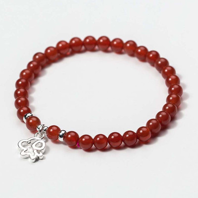 Vòng tay đá mã não đỏ charm cún con mệnh hỏa, thổ - Ngọc Quý Gemstones