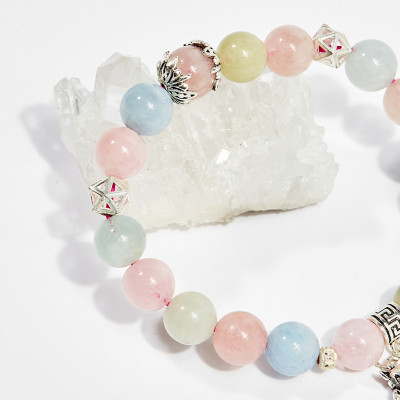 Vòng tay phong thủy nữ đá beryl charm hồ ly 8mm - Ngọc Quý Gemstones