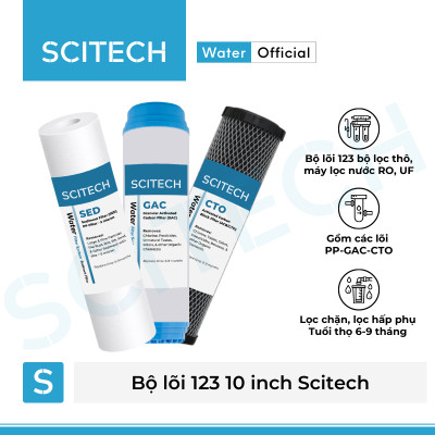 Bộ lõi số 1,2,3 10 inch (Lõi PP-UDF-CTO) - Dùng cho máy lọc nước RO, bộ lọc thô - Hàng chính hãng