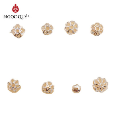 Combo 20 cái charm bạc trắng chụp hạt họa tiết cỏ 5 lá - Ngọc Quý Gemstones