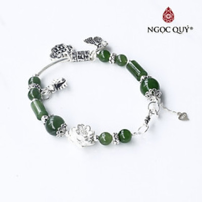Vòng ngọc bích phối charm bạc mệnh hỏa, thổ - Ngọc Quý Gemstones