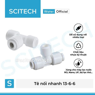 Tê nối nhanh ren 13 ra 2 đầu dây 6 dùng trong máy lọc nước - Hàng chính hãng