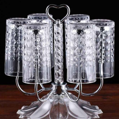GIÁ ÚP CỐC ĐỂ BÀN INOX CAO CẤP CHÂN PHA LÊ - GIÁ ĐỠ ÚP LY CỐC INOX & THỦY TINH PHA LÊ LUXURY THOÁT NƯỚC XOAY PHONG CÁCH CHÂU ÂU SANG TRỌNG