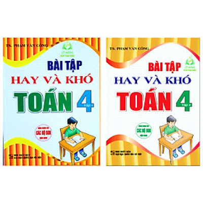 Sách - Combo Bài Tập Hay Và Khó Toán 4 - Tập 1 + Tập 2 (Dùng Chung Cho Các Bộ SGK Hiện Hành)
