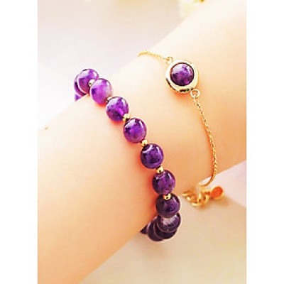 Bộ 2 vòng tay phong thủy đá thạch anh tím 8mm mix bi tròn cao cấp cho Nữ cầu Lộc Tài Duyên