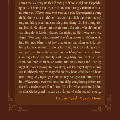 NHỮNG MẨU VỤN TRIẾT HỌC - Søren Kierkegaard - Nguyễn Nguyên Phước dịch - (bìa mềm)