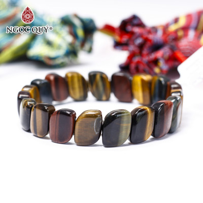 Vòng tay bản đá mắt hổ tam tài - Ngọc Quý Gemstones