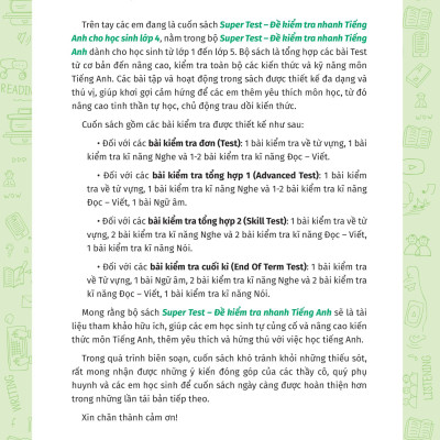 Super Test - Đề Kiểm Tra Nhanh Tiếng Anh Cho Học Sinh Lớp 4 (MEGA)