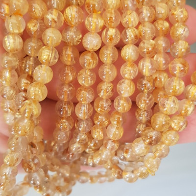  Vòng thạch anh tóc vàng tự nhiên trong bóng đẹp size hạt 5mm - 6mm các Chị em nữ đeo kiểu quấn 3 vòng tay màu vàng tươi sáng bóng chuẩn hợp nữ mệnh kim thổ  thủy đeo quyến rũ xinh đẹp trẻ trung may mắn đặc biệt tốt sức khỏe công việc tài lộc rẻ đẹp ạ