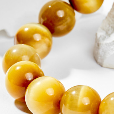 Vòng Tay Phong Thủy Đá Mắt Hổ Vàng Tâm Phối Charm Tỳ Hưu Mạ Vàng 24K (12mm) Mệnh Thổ, Kim Ngọc Quý Gemstones