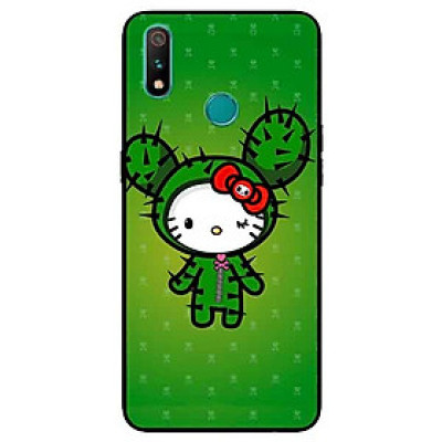 Ốp Lưng in cho Realme 3 Mẫu Kitty Nền Xanh - Hàng Chính Hãng