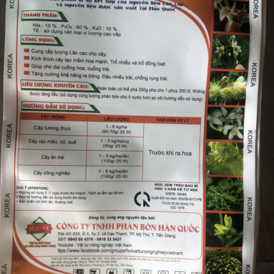 1KG PHÂN BÓN SIÊU TẠO MẦM HOA NPK 10-60-10