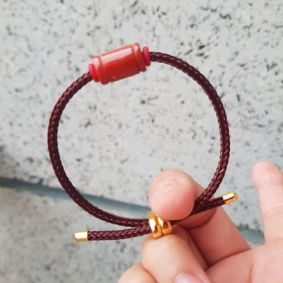 Vòng Tay Nữ Lu Trúc ĐỎ Dây Nâu Đậm Sang Kiểu Xinh  Chất Liệu Đá Cẩm Thạch Tự Nhiên màu đỏ chiến thắng  Dành cho tất cả Nữ mệnh Hỏa nữ mệnh Thổ đeo tốt đẹp ạ
