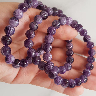 Vòng tay nữ đá thạch anh tím vân mới 8mm mệnh hỏa mệnh thổ rẻ đẹp Vòng đeo tốt sức khỏe, tim mạch, may mắn thuận lợi công việc cuộc sống ạ