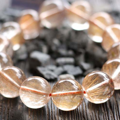 Vòng Thạch Anh Tóc Cam Brazil 16.5mm Ngọc Quý Gemstones VT123