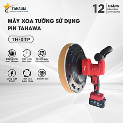 MÁY XOA TƯỜNG SỬ DỤNG PIN TAHAWA TH-XTP giúp hoàn thiện mặt tường trát vữa sau khi cán, xoa tường ướt, xoa đánh bóng, hoặc ráp tường khô.