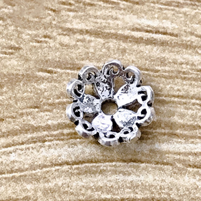 Combo 6 cái charm bạc chụp hạt, bọc hạt họa tiết hoa văn trái tim đôi - Ngọc Quý Gemstones