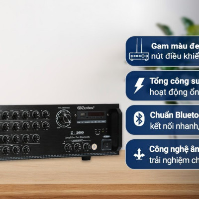 Dàn Karaoke gia dinh Loa Zenbos CR5 300W/Loa Bass 20 cm, 3 đường tiếng và Amply Karaoke Bluetooth Công Suất Lớn 500W Zenbos Z2600, 8 Sò(Hàng Chính Hãng)