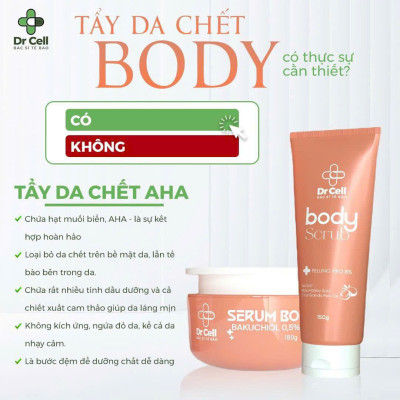 Tẩy Da Chết Body AHA Dr Cell 150g hỗ trợ làm sạch da chết giúp da sáng mịn - Hàng Chính Hãng