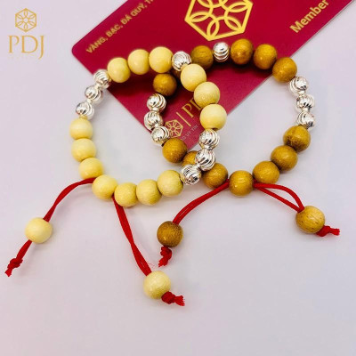 Vòng Dâu Tằm 7 Bi Bạc Cho Bé Trai 