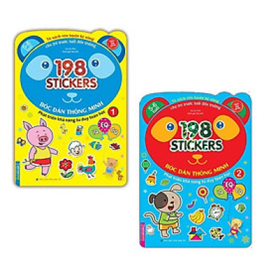 Sách - Bóc Dán Hình Thông Minh IQ EQ CQ Cho Bé 5 - 6 Tuổi - 198 Sticker - Quyển 1 + 2 - Combo 2 Cuốn - Minh Thắng