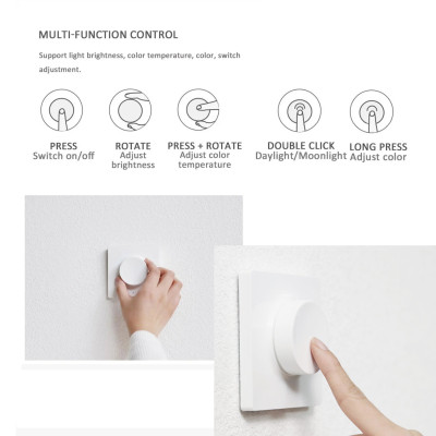 CÔNG TẮC BLUETOOTH DÁN TƯỜNG KHÔNG DÂY THÔNG MINH XIAOMI YEELIGHT – TUỲ CHỈNH ĐỘ SÁNG NHIỆT ĐỘ MÀU – BẢN QUỐC TẾ