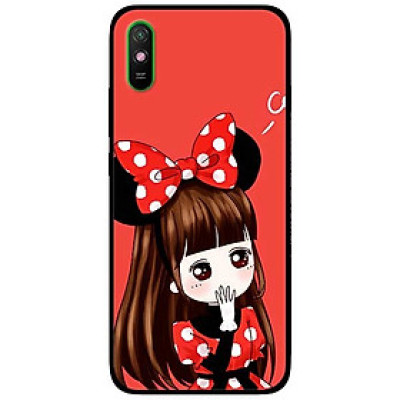 Ốp lưng dành cho Xiaomi Redmi 9A mẫu Cô Gái Đầm Chấm Bi