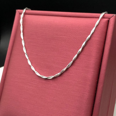 Dây Chuyền Vòng Cổ Nữ Bạc 925 Dây Mì Xoắn Kép Bạc Hiểu Minh DCN258
