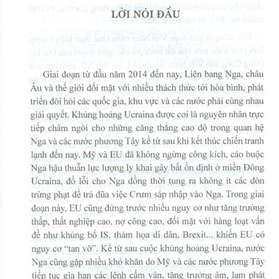 Điều Chỉnh Chính Sách Đối Ngoại Của Liên Bang Nga Từ Sau Khủng Hoảng Ucraina Và Những Tác Động (Sách Chuyên Khảo)