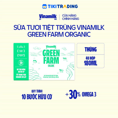 Thùng 48 hộp Sữa Tươi Tiệt Trùng Vinamilk Green Farm Organic 180ml