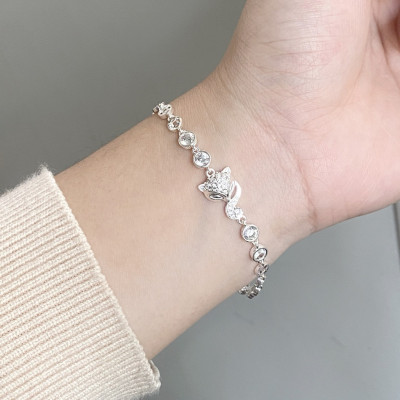 Lắc Tay Nữ Bạc 925 Hồ Ly Kim Tiền Phay BẠC HIỂU MINH LTU607